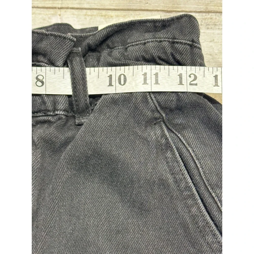 Zara Baggy Fit Paperbag Waist Carrot Leg Jeans Black Rigid Denim Womens 4 NEW - Picture 7 of 10